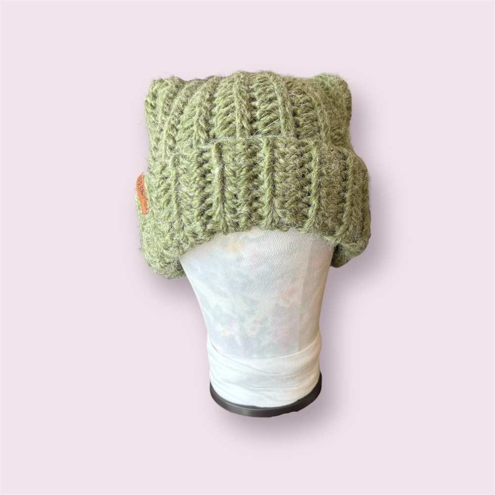 Chunky Moss Green Crochet Cat Ear Beanie